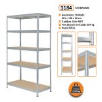 Μεταλλική ραφίερα με ξύλο MDF διαστάσεων 213x120x60cm, 5x250kg Κωδ. 1184