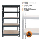 Μεταλλική ραφιέρα με ξύλο HDF Garage Rivet 180x90x45, 5x300 kg κωδ. 2210