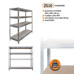 Μεταλλική ραφίερα Dexion με ξύλο ΗDF BULL RACK διαστάσεων 200x180x60 cm 4 /450 kg max. ανα ράφι Χρώμα Γαλβανιζέ 2510