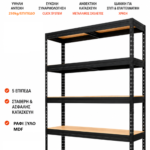 Μεταλλική Ραφιέρα με ξύλο MDF Praktik διαστάσεων 180x120x45 κωδ. 2317