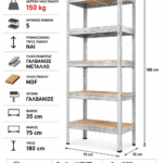 Μεταλλική Ραφιέρα με ξύλο MDF Praktik διαστάσεων 180x75x35 κωδ. 2315